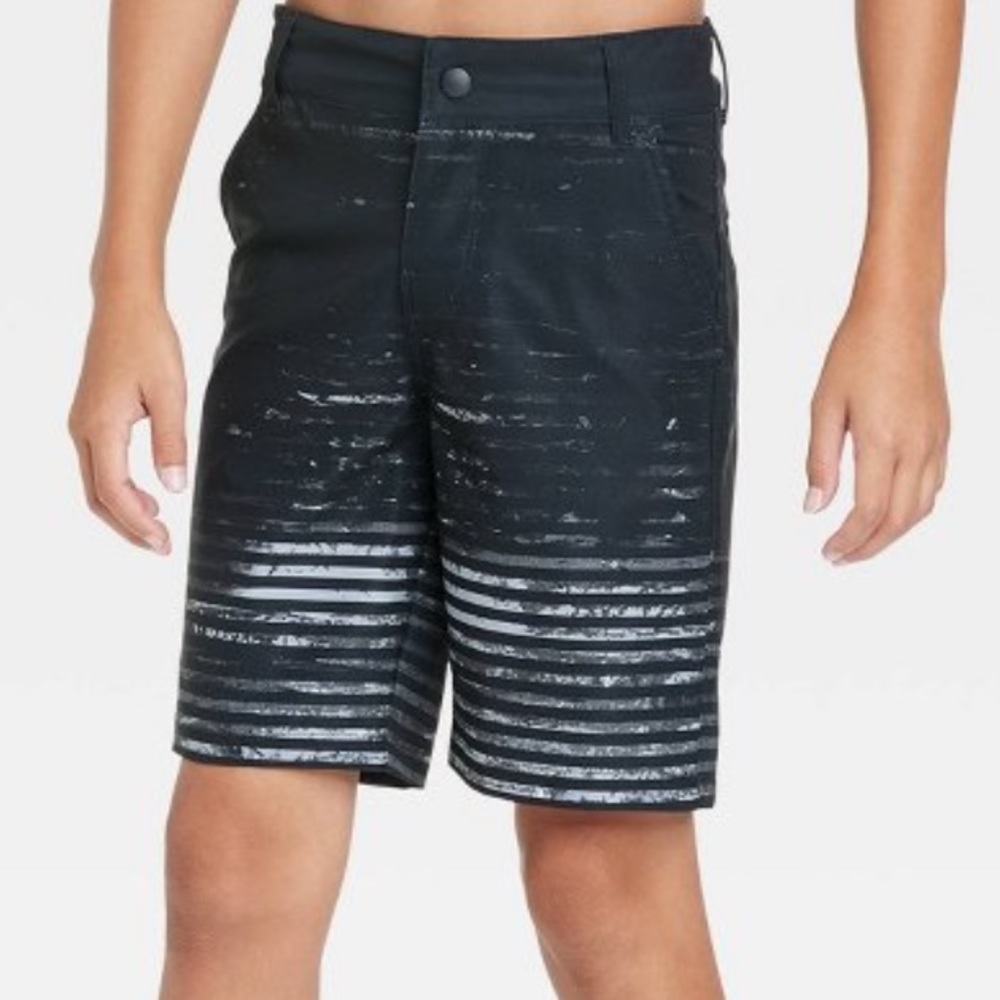Striped print hybrid swim shorts